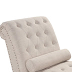 Modern Armless Velvet Chaise Lounge Indoor Chair with 1 Bolster Pillow