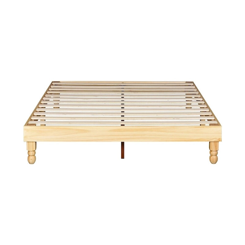 MUSEHOMEINC 12 Inch Wood Bed Frame Elegant Style Eliminates,Natural Finish