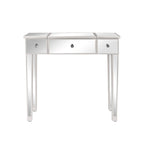 Mirrored Surface 1 Drawer Flip-up Desktop Writing Desk Vanity Desk Silver
