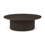 Terra 48L x 48W x 15H Dark Brown Wood Round Fluted Coffee Table