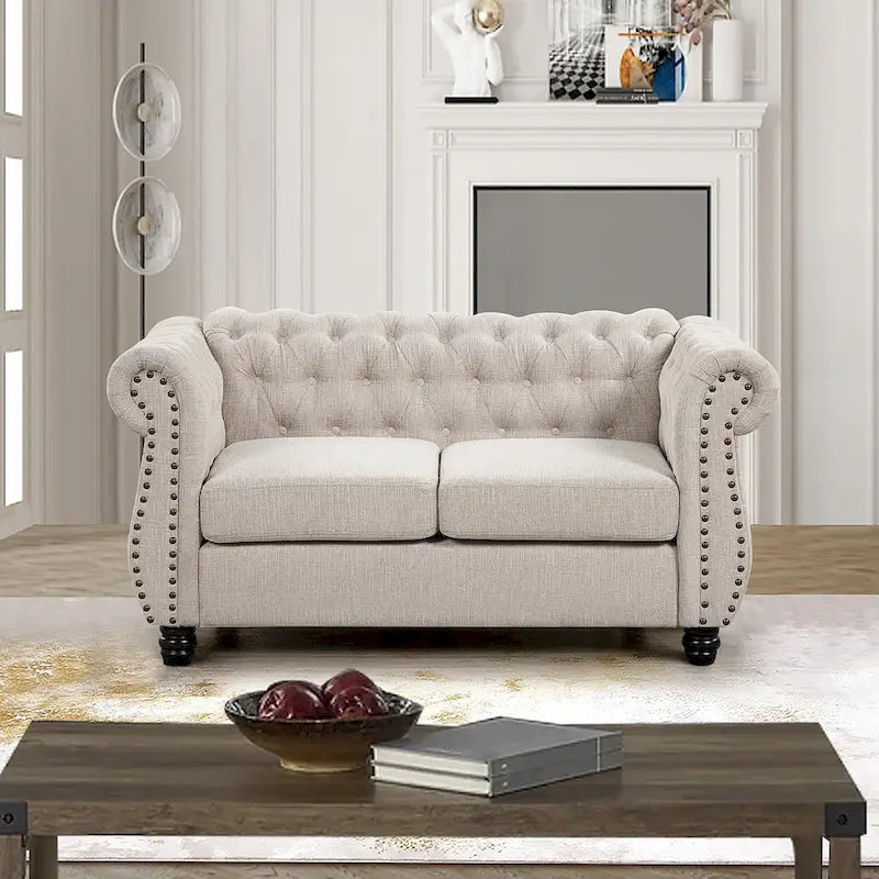 Morden Fort Loveseat Tufted Upholstered Chesterfield Two-seater Sofa Couch