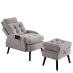 HOMYKA Upholstered Chaise Lounge Chair with Adjustable Backrest Storage Ottoman