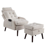 HOMYKA Upholstered Chaise Lounge Chair with Adjustable Backrest Storage Ottoman