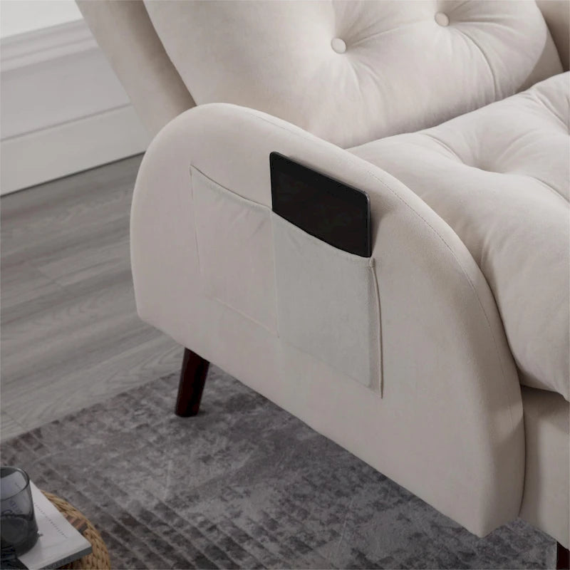 HOMYKA Upholstered Chaise Lounge Chair with Adjustable Backrest Storage Ottoman