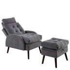 HOMYKA Upholstered Chaise Lounge Chair with Adjustable Backrest Storage Ottoman