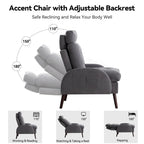 HOMYKA Upholstered Chaise Lounge Chair with Adjustable Backrest Storage Ottoman