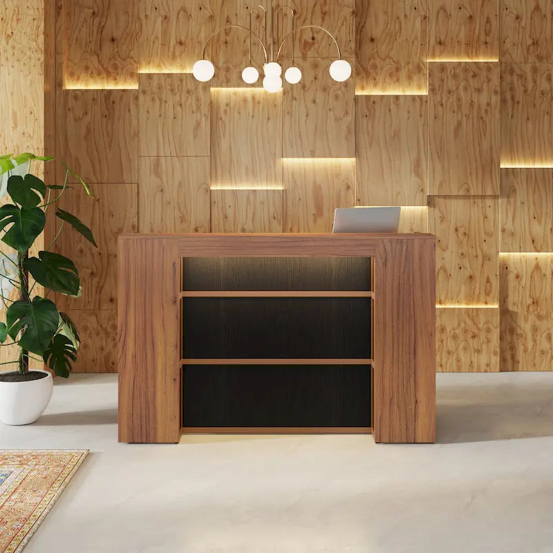 63 Inch Reception Desk with LED Lights for Store Office