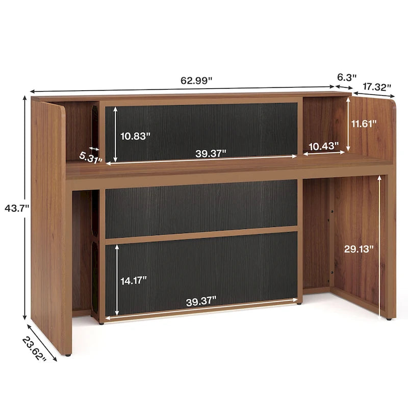63 Inch Reception Desk with LED Lights for Store Office