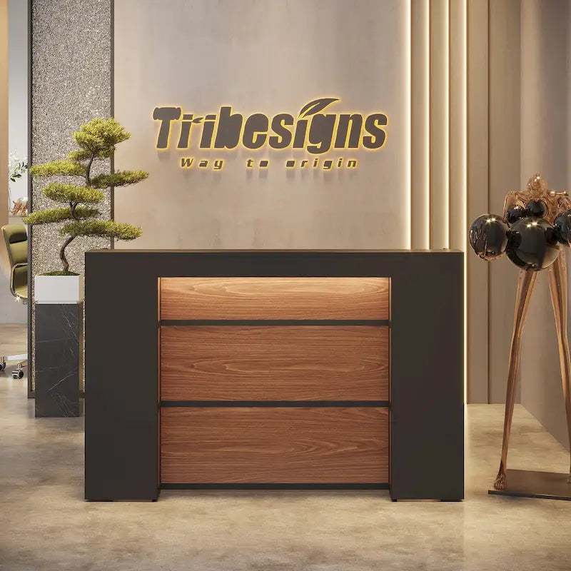 63 Inch Reception Desk with LED Lights for Store Office