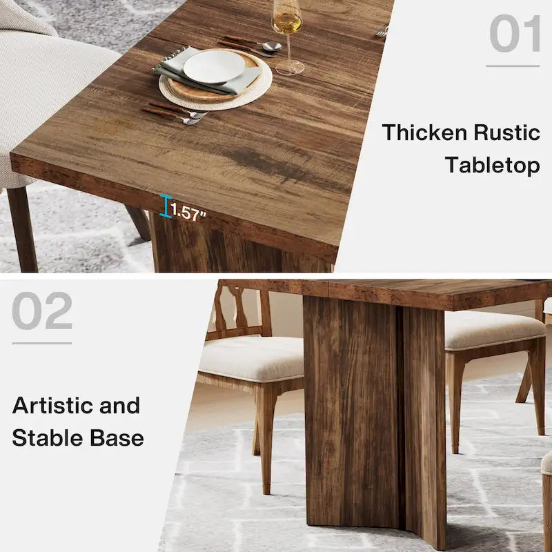 63 Inches Long Kitchen Dinner Table for Dining Room