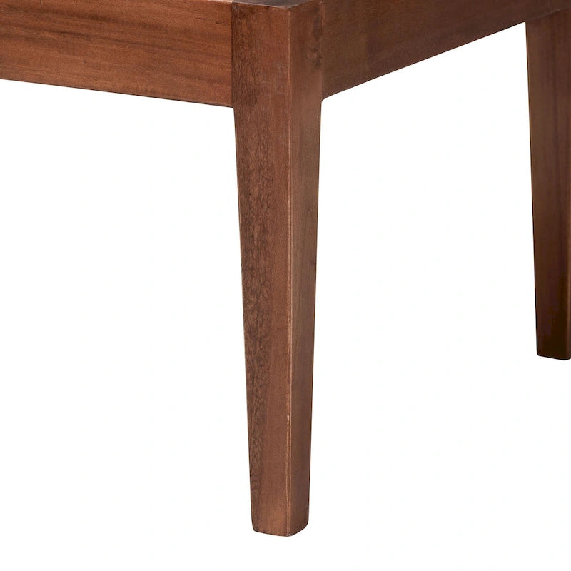 Tabanan Modern Bohemian Nautral Brown Rattan and Brown Acacia Wood 2-Piece Dining Nook Banquette Set