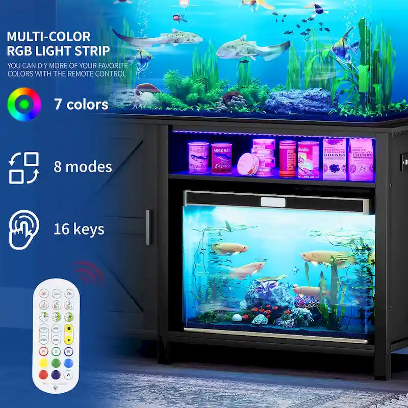 Moasis Aquarium Stand for 55-75 Gallon Fish Tanks with RGB Light Strip