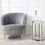 Tall Mirrored Glass Round End Table