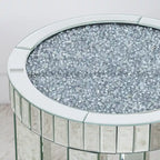 Tall Mirrored Glass Round End Table