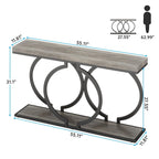 Gold Console Table, 55 inch Faux Marble Entryway Table Narrow Long Sofa Table