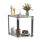 40 Inch Half Moon Console Table Sintered Stone-top Table for Entryway - 39.4x30.7 inch