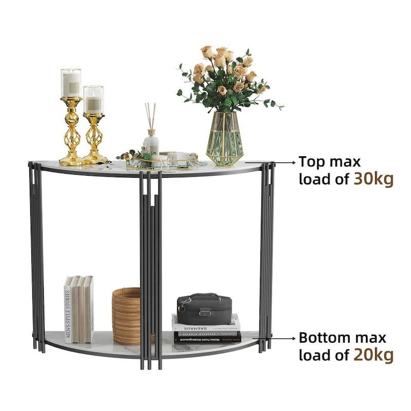 40 Inch Half Moon Console Table Sintered Stone-top Table for Entryway - 39.4x30.7 inch
