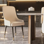 Modern PU Leather Set of 2 Dining Chairs with Metal Legs - 17x17x36