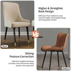 Modern PU Leather Set of 2 Dining Chairs with Metal Legs - 17x17x36