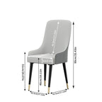 Modern PU Leather Set of 2 Dining Chairs with Metal Legs - 17x17x36