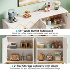 Modern 4-door Buffet Sideboard Storage Cabinet with Adjustable Shelf for Kithen Dining Room