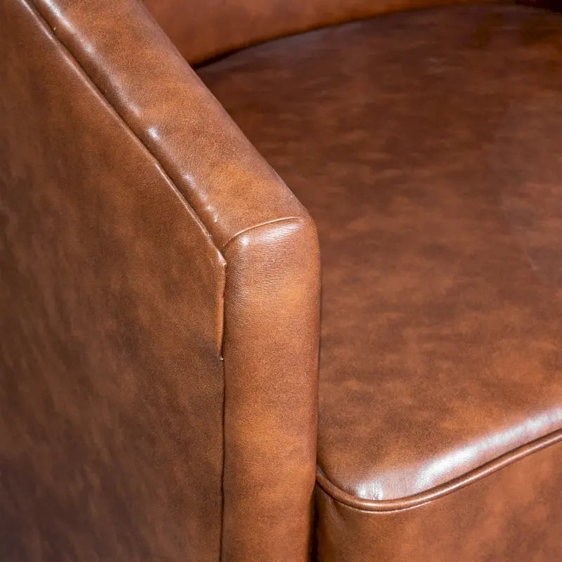 Barrel Accent Chair with 360 Swivel Vinyl Wrapped Base