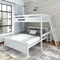 Plank and Beam L-Shaped Full over Queen Bunk Bed with Ladder on End