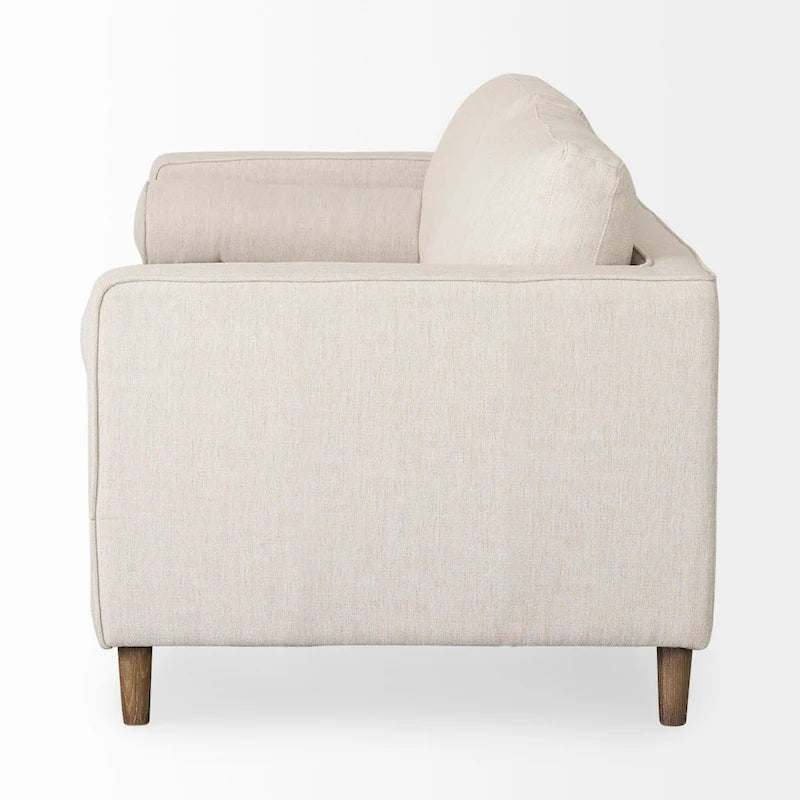 Loretta Cream Fabric w/ Solid Wood Frame and Bolster Cushions - 87.9W x 36.2D x 33.8H