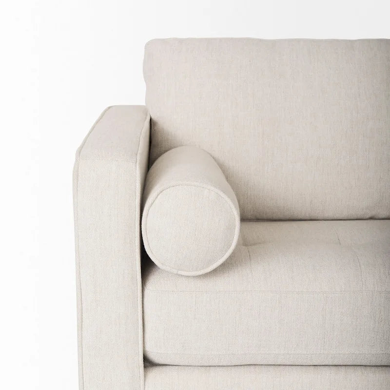 Loretta Cream Fabric w/ Solid Wood Frame and Bolster Cushions - 87.9W x 36.2D x 33.8H