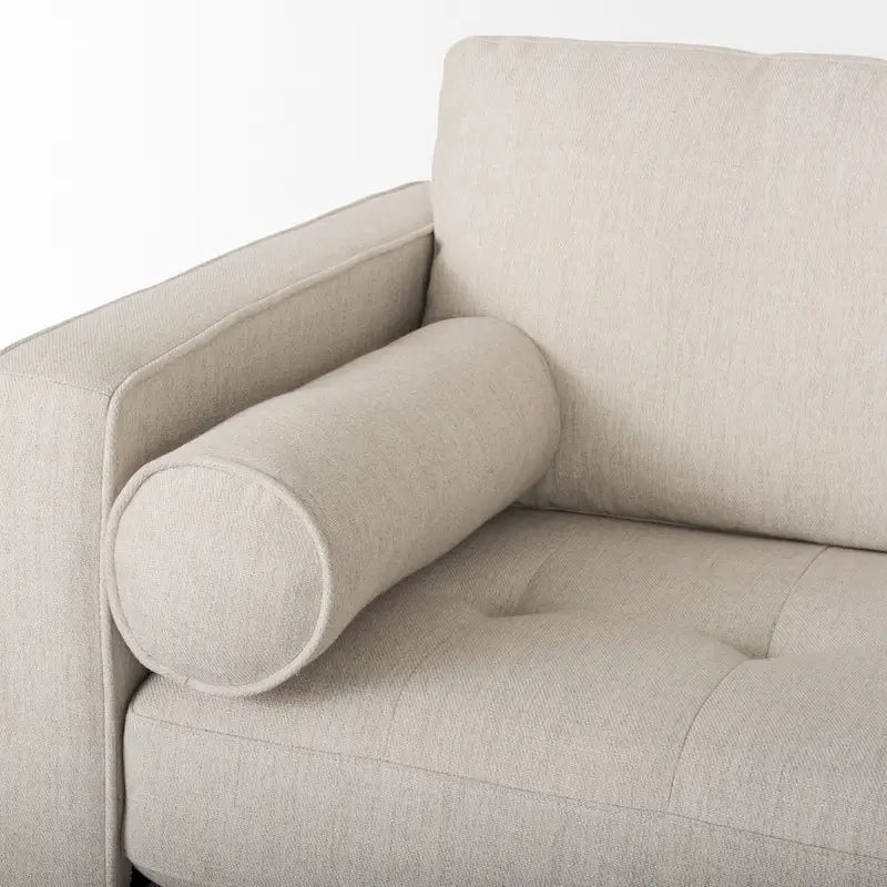 Loretta Cream Fabric w/ Solid Wood Frame and Bolster Cushions - 87.9W x 36.2D x 33.8H
