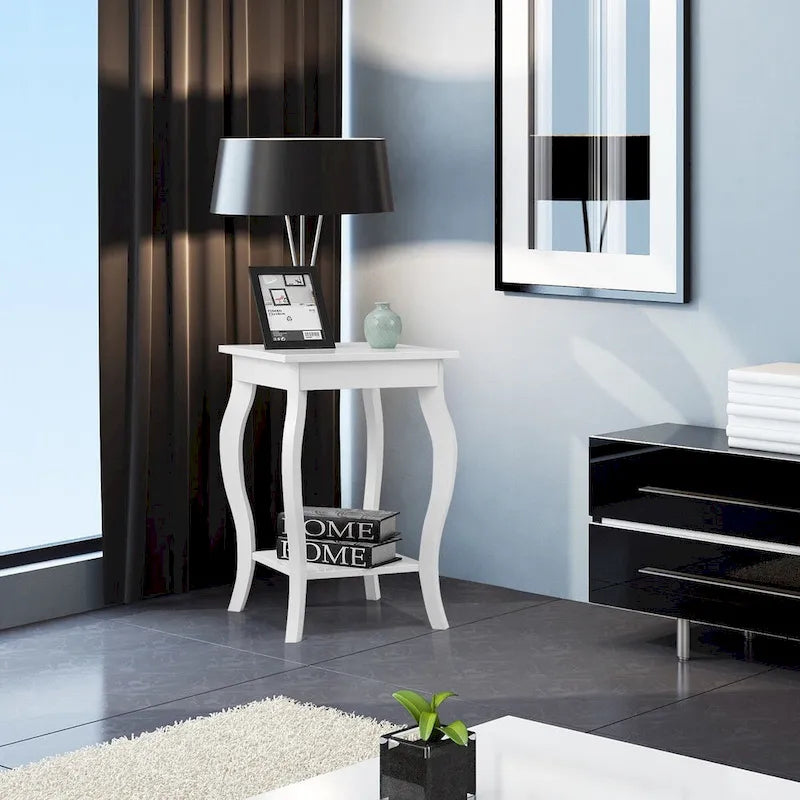 Accent Side End Coffee Table with Storage Shelf