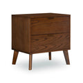 27 Brown Two Drawer Nightstand with Bronze Pulls