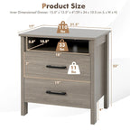 Costway Nightstand Drawers Rustic Side End Table Storage Compartment - 21.5 x 17 x 23