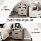 Costway Nightstand Drawers Rustic Side End Table Storage Compartment - 21.5 x 17 x 23