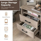 Costway Nightstand Drawers Rustic Side End Table Storage Compartment - 21.5 x 17 x 23