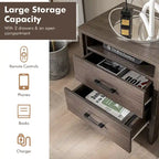 Costway Nightstand Drawers Rustic Side End Table Storage Compartment - 21.5 x 17 x 23