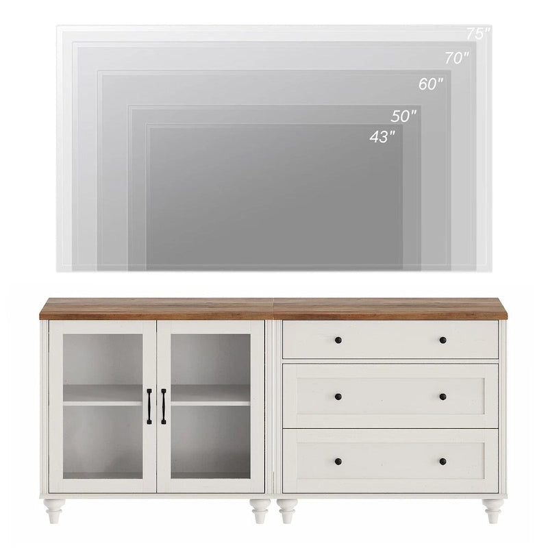 Kitchen Buffet Cabinet with Storage, 2-in-1 Sideboard Cupboard Dresser - 68 Inch