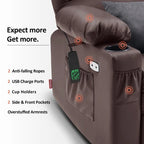 MCombo Medium Dual Motor Power Lift Recliner Chair with Massage and Heat for Elderly People, Faux Leather 7679