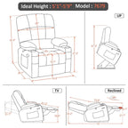 MCombo Medium Dual Motor Power Lift Recliner Chair with Massage and Heat for Elderly People, Faux Leather 7679