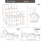 MCombo Medium Dual Motor Power Lift Recliner Chair with Massage and Heat for Elderly People, Faux Leather 7679