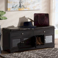 Leo Modern and Contemporary Dark Brown Wood 2-Drawer Shoe Storage Bench - 20.67 High x 47.44 Wide x 15.65 Deep