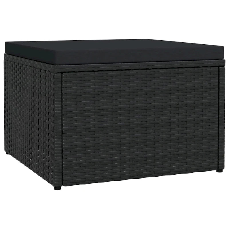 vidaXL Ottoman Outdoor Footstool for Backyard Garden Poolside Poly Rattan