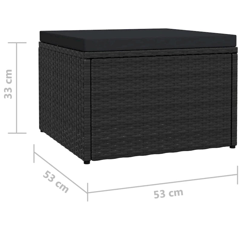vidaXL Ottoman Outdoor Footstool for Backyard Garden Poolside Poly Rattan