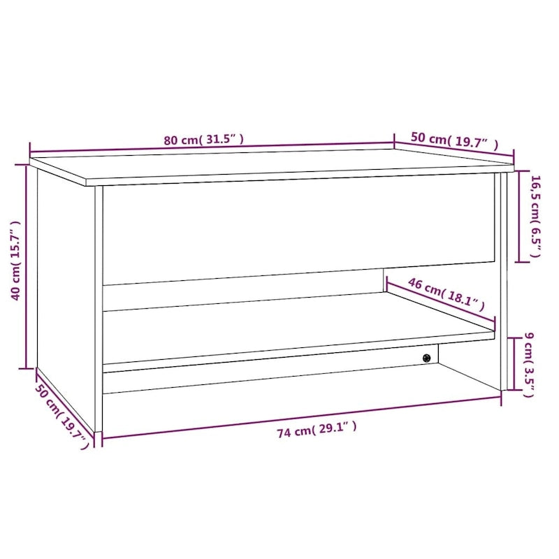vidaXL Coffee Table Lift Top End Table Accent Side Sofa Table Engineered Wood - 31.5 x 19.7 x 16.7