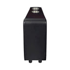 Leatherette Console with 2 Removable Metal Cup Holders, Black and Silver - 25 H x 9.5 W x 28.75 L Inches