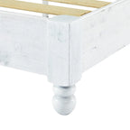 MUSEHOMEINC Solid Pine Wood 12 Slat Platform Rustic Bed Frame, Whitewashed, King - Whitewashed
