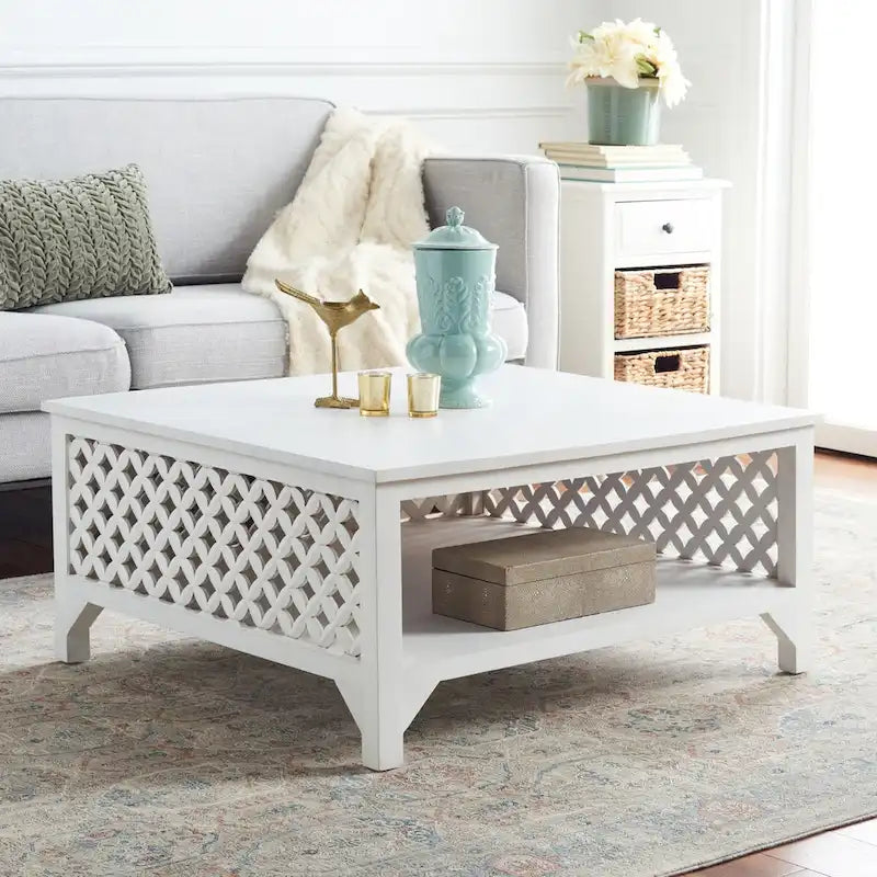 SAFAVIEH Bernardina Square Single Shelf Coffee Table - 34 L x 34 D x 16 H - 34Wx34Dx16H