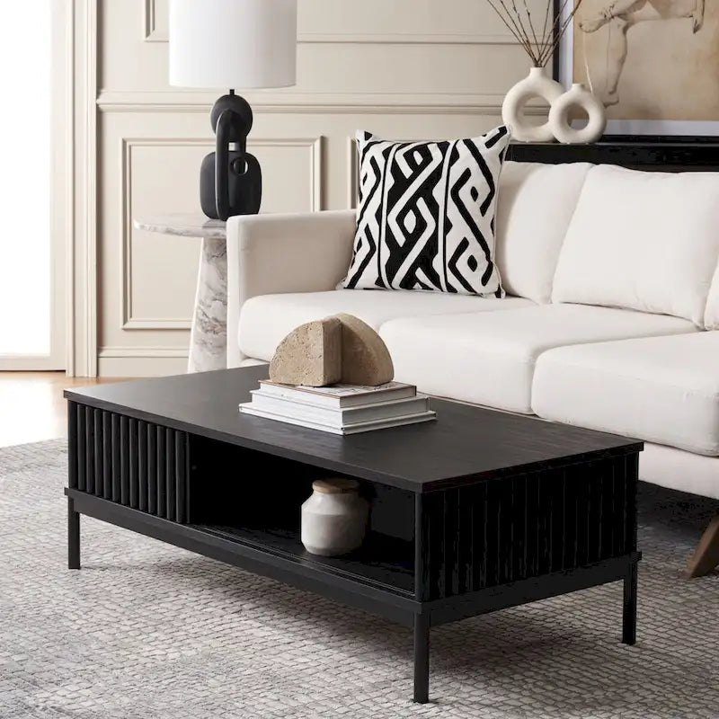 2-Door Storage Coffee Table - 43.7 In. W x 21.5 In. D x 15.4 In. H - 44Wx21Dx15H