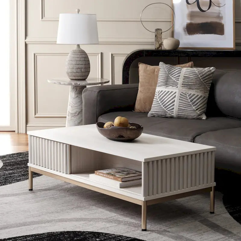 2-Door Storage Coffee Table - 43.7 In. W x 21.5 In. D x 15.4 In. H - 44Wx21Dx15H