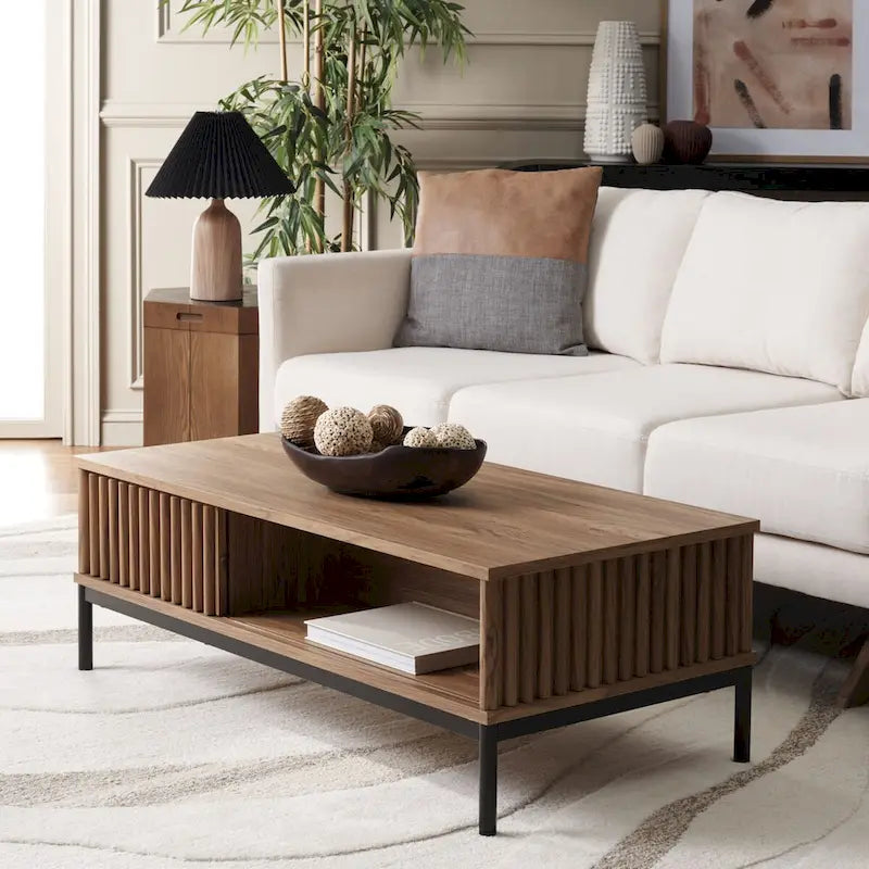 2-Door Storage Coffee Table - 43.7 In. W x 21.5 In. D x 15.4 In. H - 44Wx21Dx15H